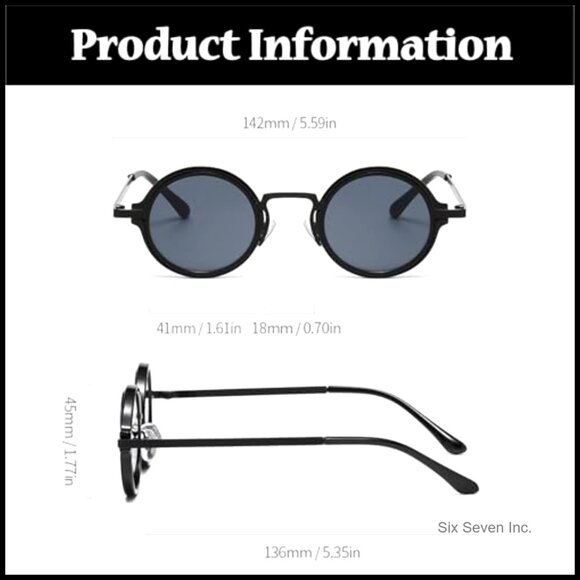 Vintage Round Sunglasses Retro Punk Shades Unisex UV400 Protection Classic - Picture 4 of 7
